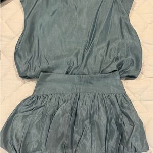 Trendy Boutique A-Line Skirt in Shimmering Teal